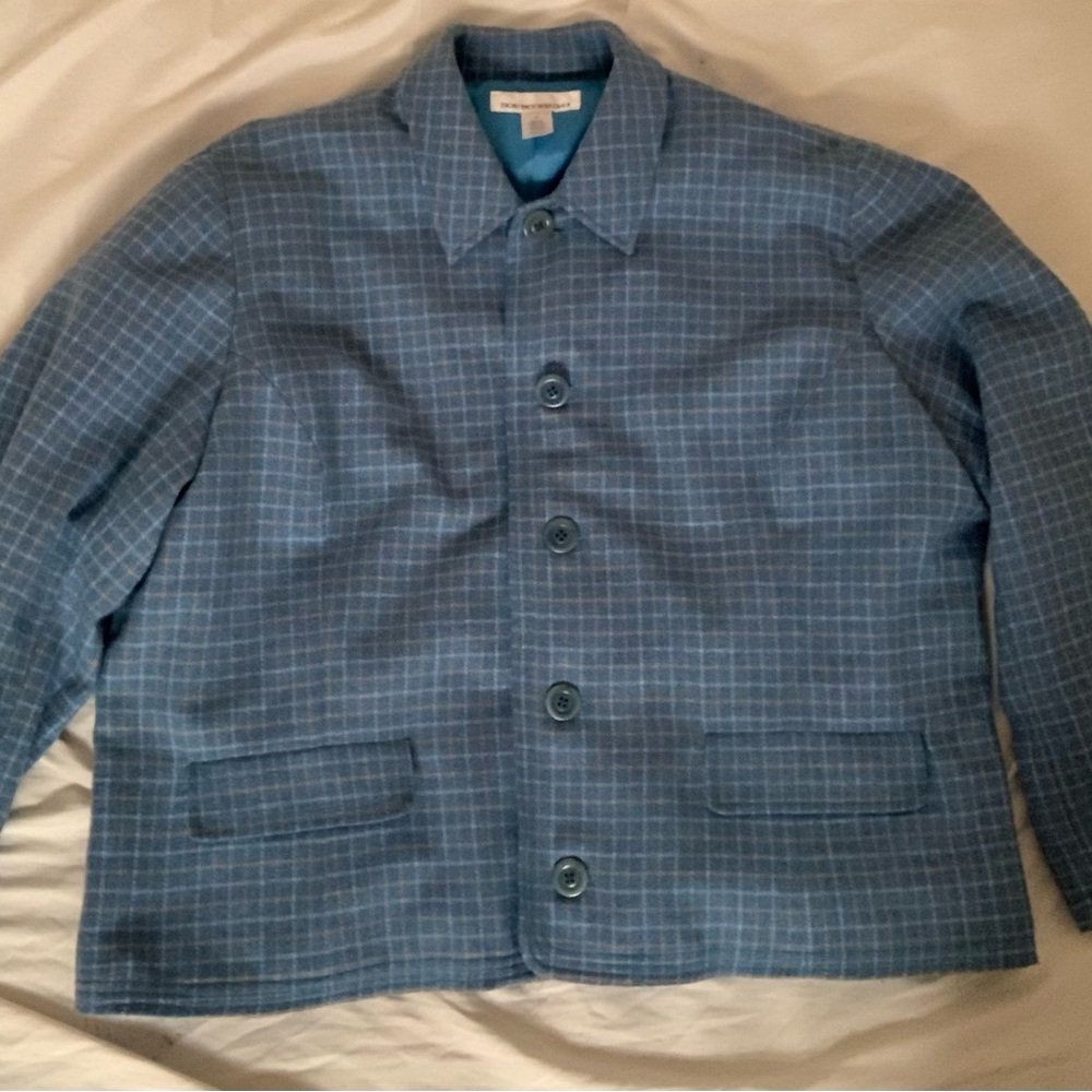 Women’s Plus Size Blue Plaid Jacket